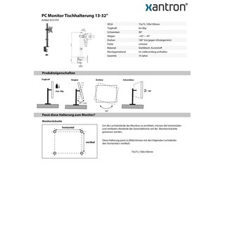 Support de bureau moniteur PC 13-32, Xantron ECO-F01