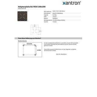 Adaptateur VESA 200x200, Xantron VESA-200