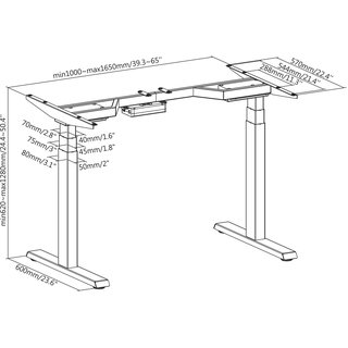 Cadre de table réglable en hauteur, blanc, EDS08-W